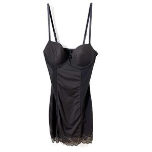 Marilyn Monroe Intimates Shape Wear with Lace Trim Dark Gray Adjustable Straps